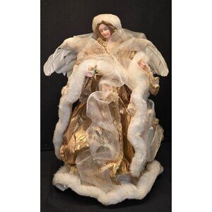 Vintage Paper Mache Angel 16" Christmas Tree Topper Original Box Grandeur Noel